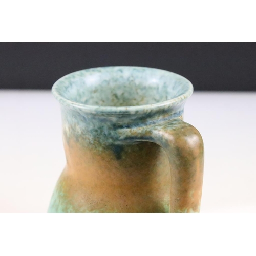 2 - 1930s Art Deco Ruskin pottery vase having a green and brown mottled glaze. Impressed Ruskin mark to ... 