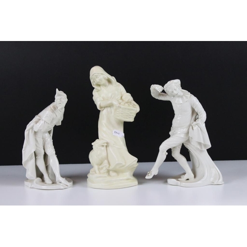 31 - Two Nymphenburg white ceramic figurines to include 'Pantalone' (impressed 57 to base) and another si... 