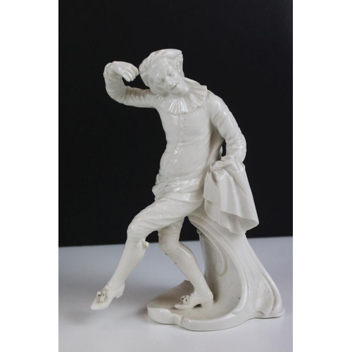 31 - Two Nymphenburg white ceramic figurines to include 'Pantalone' (impressed 57 to base) and another si... 