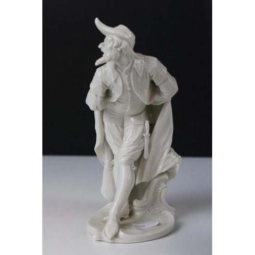 31 - Two Nymphenburg white ceramic figurines to include 'Pantalone' (impressed 57 to base) and another si... 