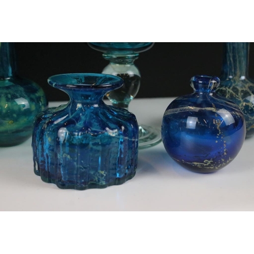 37 - Six Mdina glass vases including the Blue Summer and Blue Crizzle patterns. Tallest measures approx 1... 