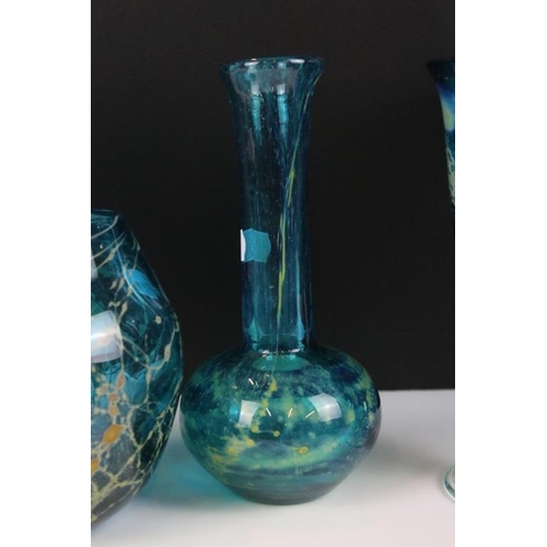 37 - Six Mdina glass vases including the Blue Summer and Blue Crizzle patterns. Tallest measures approx 1... 