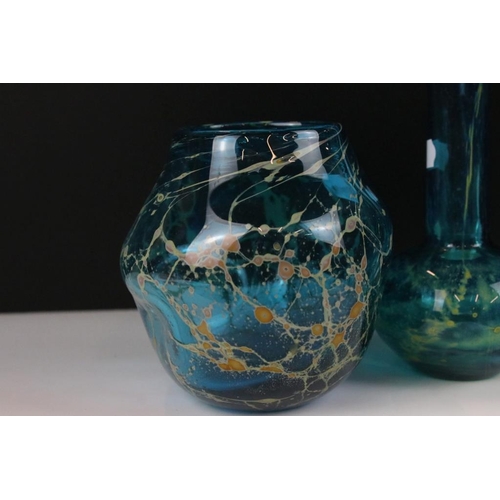 37 - Six Mdina glass vases including the Blue Summer and Blue Crizzle patterns. Tallest measures approx 1... 