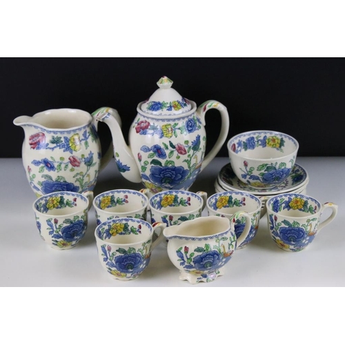 43 - Mason's Regency pattern coffee service to include coffee pot, jug, cream jug, six coffee cups and sa... 