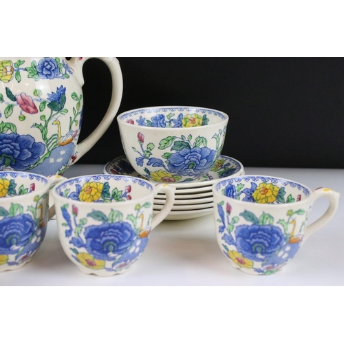 43 - Mason's Regency pattern coffee service to include coffee pot, jug, cream jug, six coffee cups and sa... 