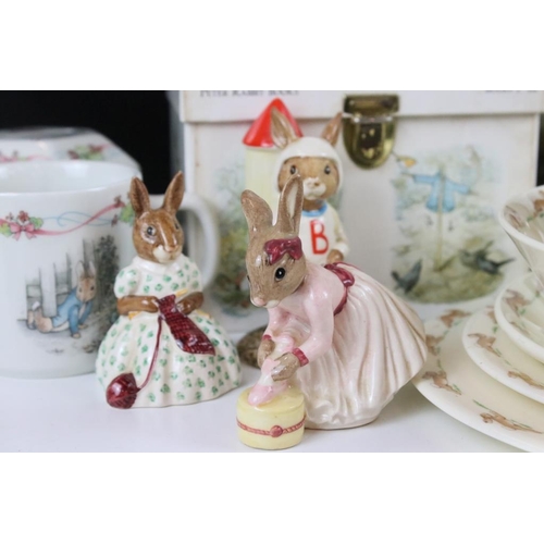 44 - Assorted Beatrix Potter and bunnykins ceramics and books to include Royal Doulton figures, bunnykins... 