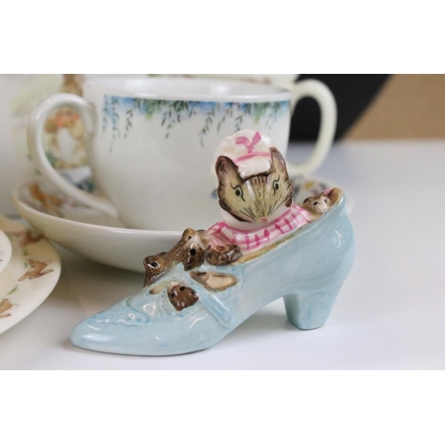 44 - Assorted Beatrix Potter and bunnykins ceramics and books to include Royal Doulton figures, bunnykins... 