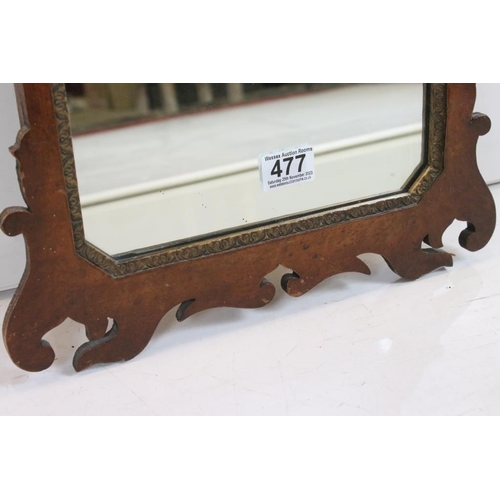 477 - George III style Mahogany and Parcel Gilt Fretwork Wall Mirror, 37cm x 68cm