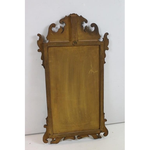 477 - George III style Mahogany and Parcel Gilt Fretwork Wall Mirror, 37cm x 68cm