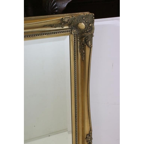 485 - Large Gilt Framed Bevelled Edge Rectangular Mirror, 106cm x 129cm