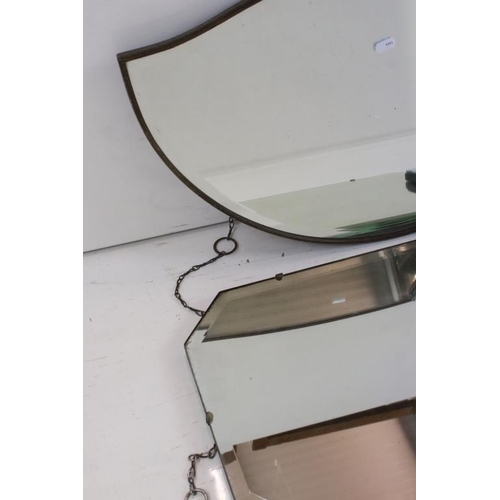 489 - Four 1930's Bevelled Edge Wall Mirrors, largest 68cm x 40cm