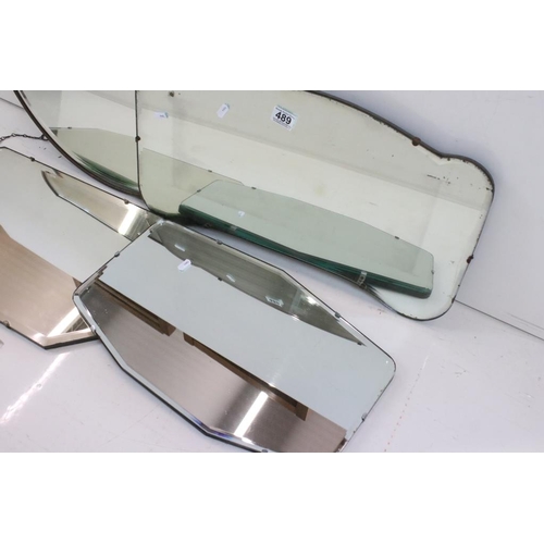 489 - Four 1930's Bevelled Edge Wall Mirrors, largest 68cm x 40cm