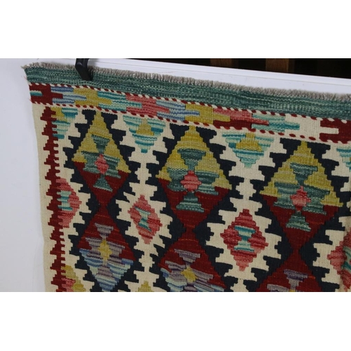 492 - Hand Knotted Woolen Chobi Kilim Rug, 190cm x 124cm