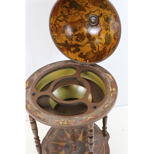 497 - Italian style Terrestrial Globe Cocktail Cabinet / Drinks Trolley, 50cm wide x 89cm high