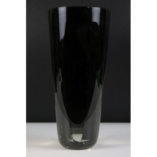 50 - Mid Century cased art glass vase having a black interior and faceted sides. Unsigned. Measures 26cm ... 