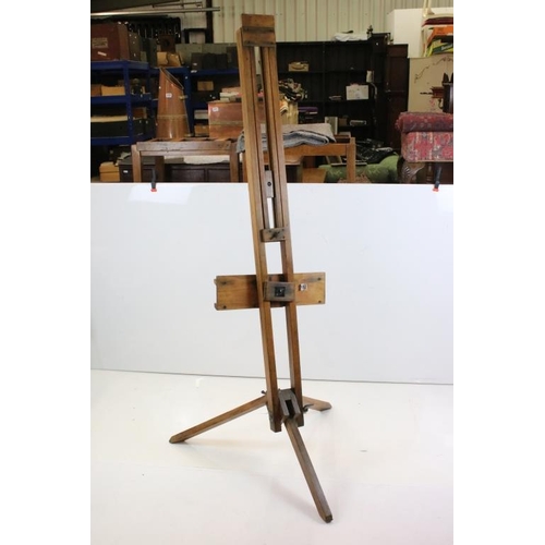 502 - Early 20th century Beech wood Artists Easel, 179cm high