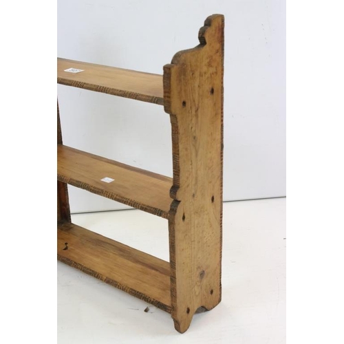 507 - Victorian Pine Wall Shelf with carved edges, 52cm wide x 61cm high