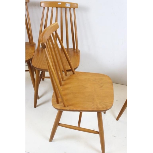 515 - Set of Four Mid century Stick-back Kitchen Chairs, each 51cm wide x 82cm high