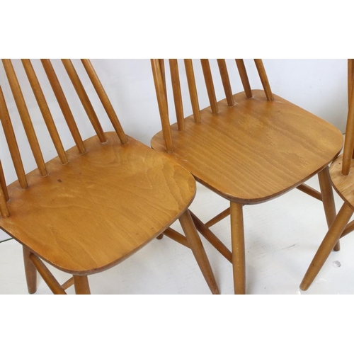 515 - Set of Four Mid century Stick-back Kitchen Chairs, each 51cm wide x 82cm high