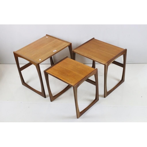 517 - Mid century Retro G-Plan ' Quadrille ' Nest of Three Teak Tables, largest 53cm wide x 43cm deep x 49... 