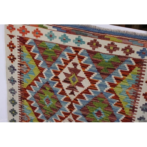 526 - Hand Knotted Woolen Chobi Kilim Rug, 125cm x 88cm