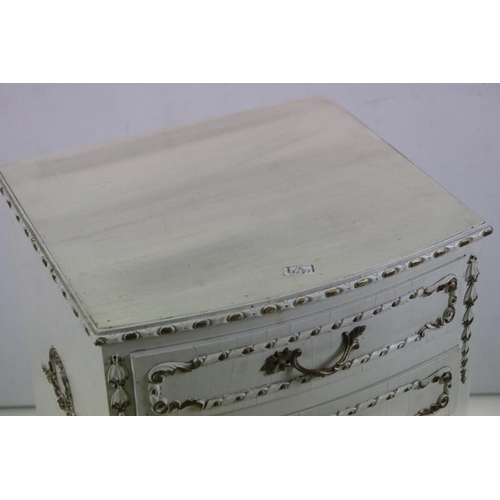 527 - French style Bedside Small Chest of Three Drawers, 37cm wide x 31cm deep x 69cm high