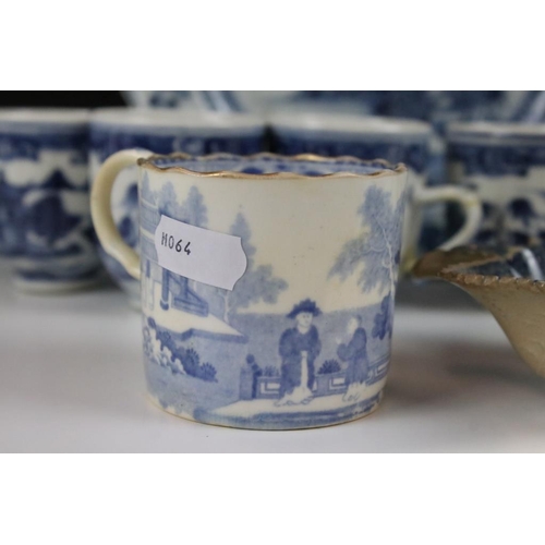 53 - Selection of Chinese blue and white ceramics to include five 19th Century tea cups, a blue and white... 