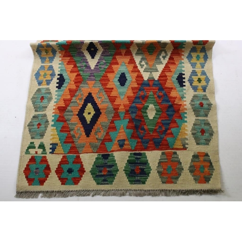 531 - Hand Knotted Woolen Chobi Kilim Runner Rug, 293cm x 86cm