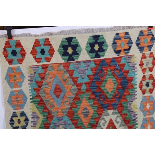 531 - Hand Knotted Woolen Chobi Kilim Runner Rug, 293cm x 86cm