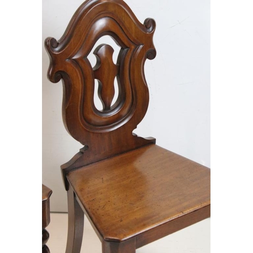 532 - Pair of Victorian Mahogany Hall Chairs, each 41cm wide x 87cm high