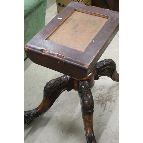 533 - Victorian Burr Walnut Oval Tilt Top Breakfast Table raised on turned bulbous pillar with four carved... 