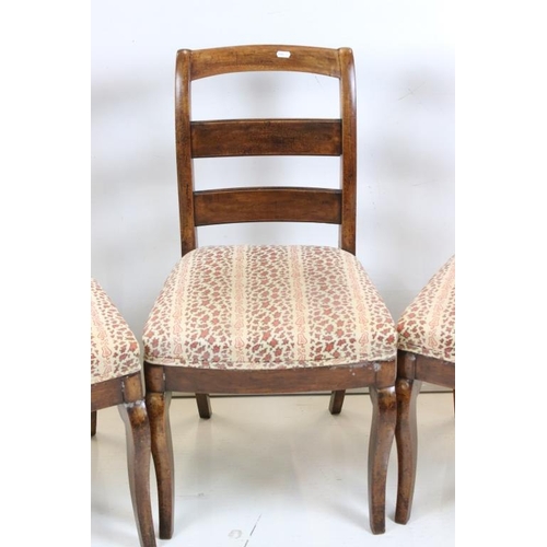 534 - Set of Four French Hardwood Dining Chairs with upholstered stuff-over seats, each 46cm wide x 83cm h... 