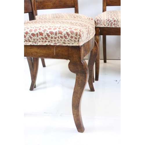 534 - Set of Four French Hardwood Dining Chairs with upholstered stuff-over seats, each 46cm wide x 83cm h... 