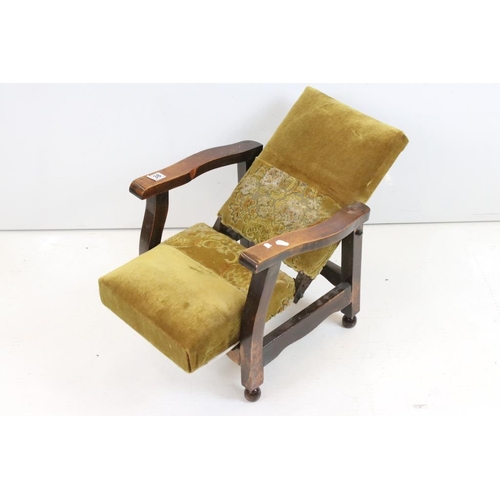 538 - Early 20th century Oak Child's Reclining Armchair, 43cm wide x 43cm deep x 51cm high