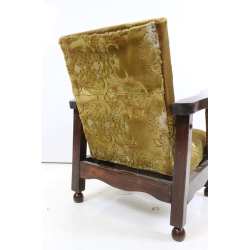 538 - Early 20th century Oak Child's Reclining Armchair, 43cm wide x 43cm deep x 51cm high