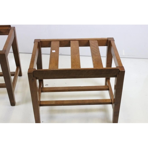 543 - Pair of Golden Oak Luggage Stands, each 56cm wide x 41cm deep x 47cm high