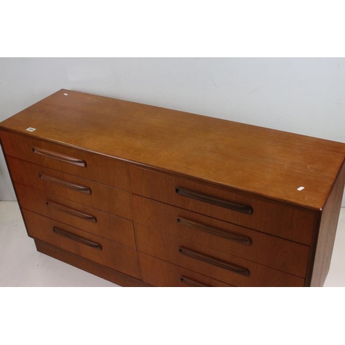 544 - Mid century Retro G-plan ' Fresco ' Double Bank of Eight Drawers with roll-over handles, raised on a... 