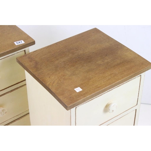 547 - Pair of Part Painted Three Drawer Bedside Chests, each 40cm wide x 36cm deep x 66cm high