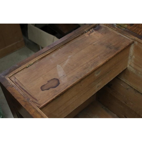 552 - 18th century Oak Mule Chest, the hinged lid above a three panel front with two drawers below, 126cm ... 