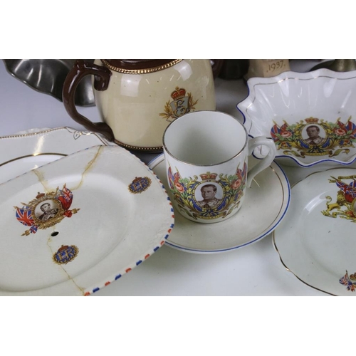 66 - Collection of Royal Commemorative wares relating to Edward VIII to include a hand embroidered table ... 