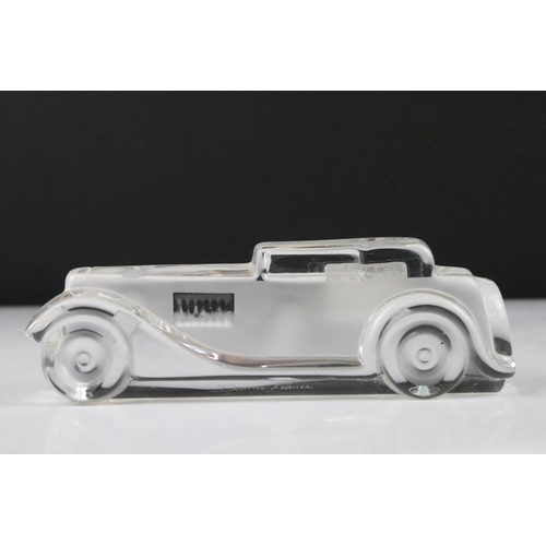 7 - Daum France moulded relief glass ' Marly ' car sculpture. Signed Daum France. Measures 22cm wide.