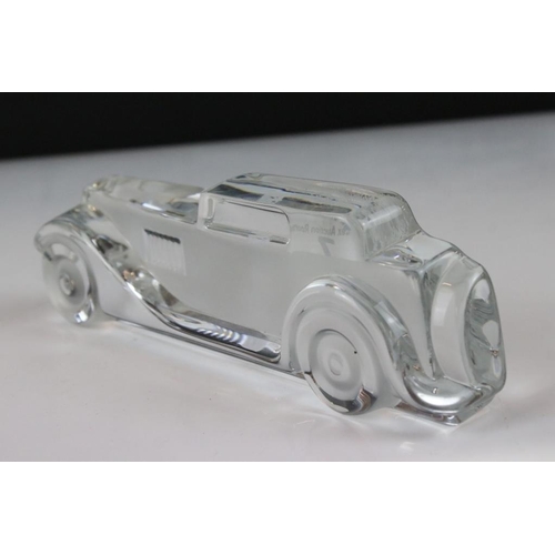 7 - Daum France moulded relief glass ' Marly ' car sculpture. Signed Daum France. Measures 22cm wide.