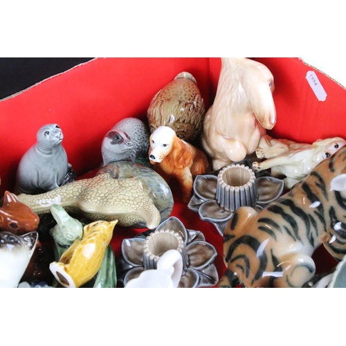 71 - Collection of Wade whimsies, Wade whisky bottles, Beswick horses, Beswick animal figurines, two USSR... 