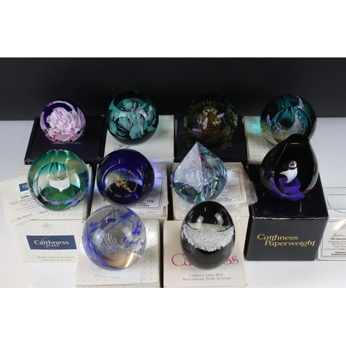 74 - Ten boxed Caithness glass paperweights to include Optima (ltd edn no. 239/500), Rhythm 'N Blues, Lit... 