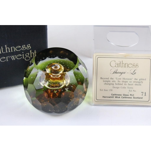 74 - Ten boxed Caithness glass paperweights to include Optima (ltd edn no. 239/500), Rhythm 'N Blues, Lit... 