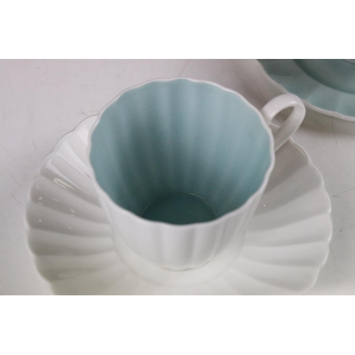 81 - Susie Cooper tea set for two, in two tone pale blue & white colourway, with fluted design, to includ... 