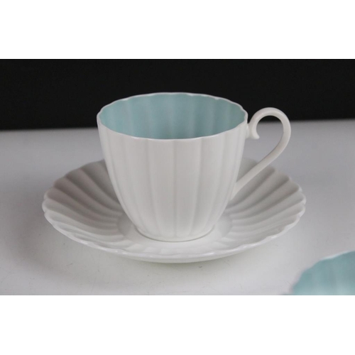 81 - Susie Cooper tea set for two, in two tone pale blue & white colourway, with fluted design, to includ... 