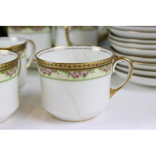 82 - Early 20th century Aynsley floral & gilt tea set to include 12 cups & saucers, 12 tea plates, milk j... 