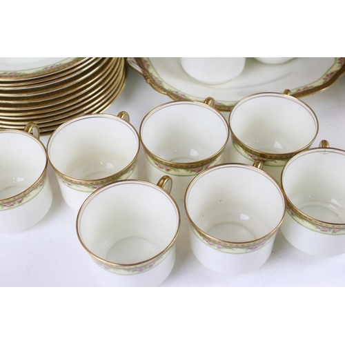 82 - Early 20th century Aynsley floral & gilt tea set to include 12 cups & saucers, 12 tea plates, milk j... 