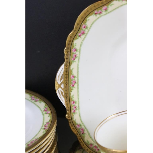 82 - Early 20th century Aynsley floral & gilt tea set to include 12 cups & saucers, 12 tea plates, milk j... 